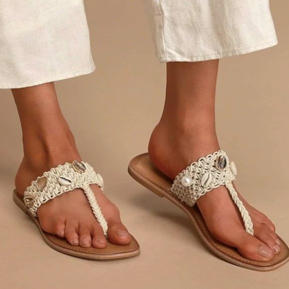 ANTHROPOLOGIE Salt + Umber Oceana Macrame Sandals Sz 10 - NIB!! - Picture 2 of 12